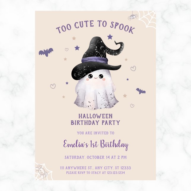 Too Cute to Spook Girls Halloween 1st Birthday Invitation (Creator Uploaded)