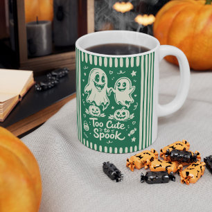 Too Cute to Spook Green Playful Halloween Ghosts Coffee Mug