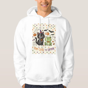 Too Cute to Spook Halloween Cat and Frog Hoodie