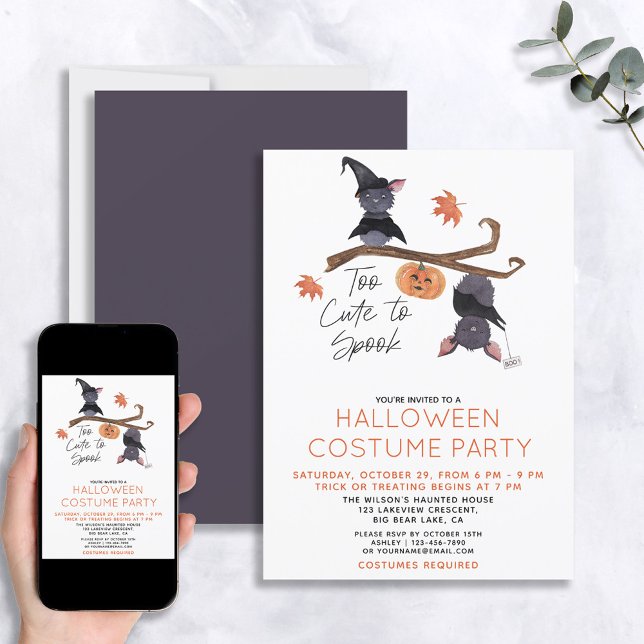 Too Cute to Spook Halloween Costume Party Invitation (Creator Uploaded)