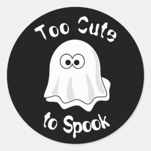 "Too Cute to Spook!" Halloween Ghost Classic Round Sticker