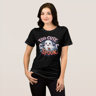 Too Cute To Spook Halloween Ghost Design Tri-Blend Shirt