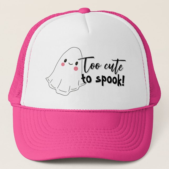 Too Cute to Spook Halloween Ghost Trucker Hat (Front)