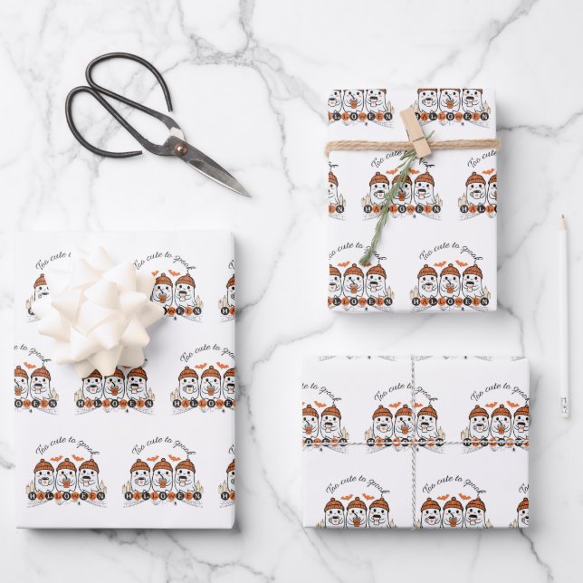 Too Cute to Spook Halloween Wrapping Paper  (Front)