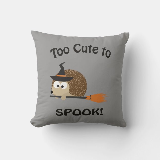 Too Cute To Spook! Hedgehog Witch Cushion (Front)