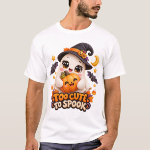 Too Cute to Spook Kawaii Ghost Pumpkin Halloween T-Shirt