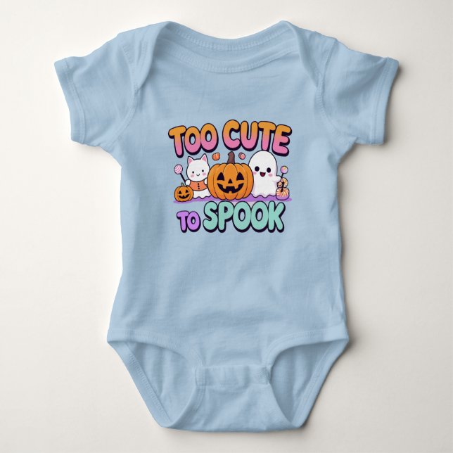 Too Cute to Spook – Kawaii Pastel Halloween Baby Bodysuit (Front)