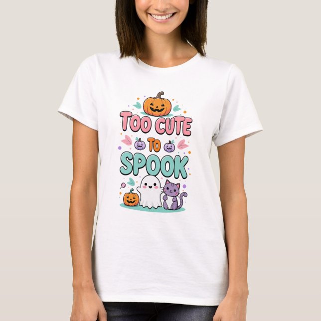 Too Cute to Spook – Kawaii Pastel Halloween T-Shirt (Front)