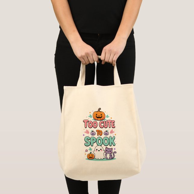 Too Cute to Spook – Kawaii Pastel Halloween Tote Bag (Front (Product))