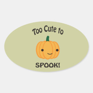 Too Cute To Spook! Little Pumpkin Oval Sticker