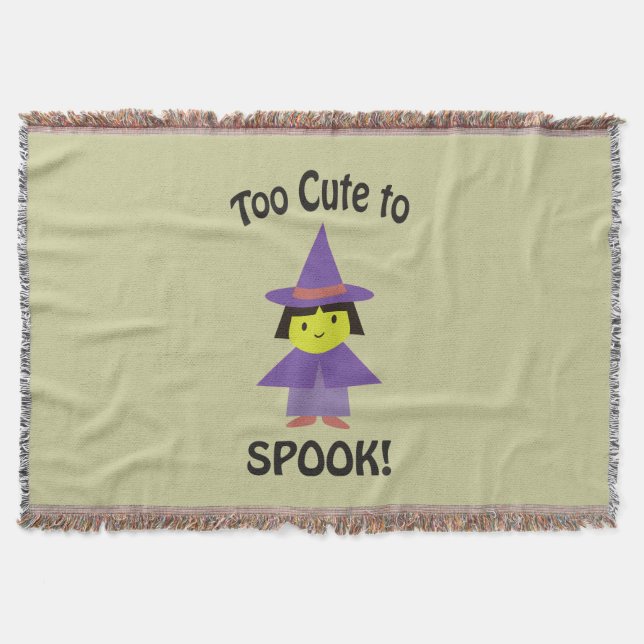 Too Cute to Spook! Little Witch Throw Blanket (Front)
