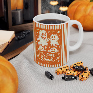 Too Cute to Spook Orange Friendly Ghosts Coffee Mug