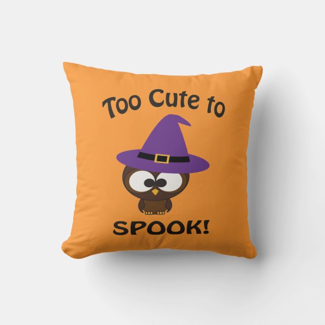 Too Cute to Spook! Owl Witch Cushion (Front)