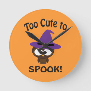 Too Cute to Spook! Owl Witch Round Clock