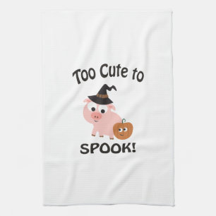 Too Cute to Spook! Pig Witch Tea Towel