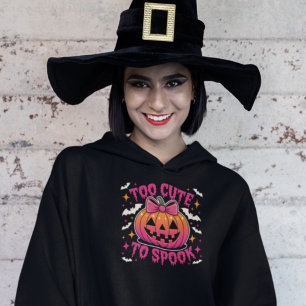 Too Cute to Spook Pink Coquette Halloween Pumpkin Hoodie