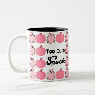 Too cute to Spook pink Halloween Two-Tone Coffee Mug