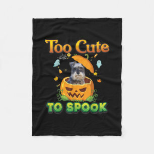 Too Cute To Spook Schnauzer Dog Halloween Pumpkin Fleece Blanket