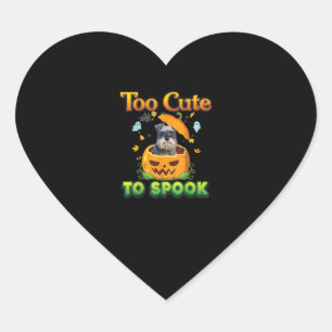 Too Cute To Spook Schnauzer Dog Halloween Pumpkin Heart Sticker