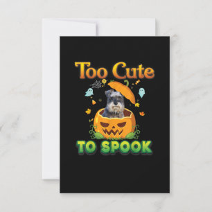 Too Cute To Spook Schnauzer Dog Halloween Pumpkin RSVP Card
