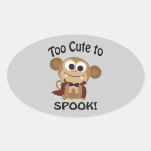 Too Cute To Spook! Vampire Monkey Oval Sticker