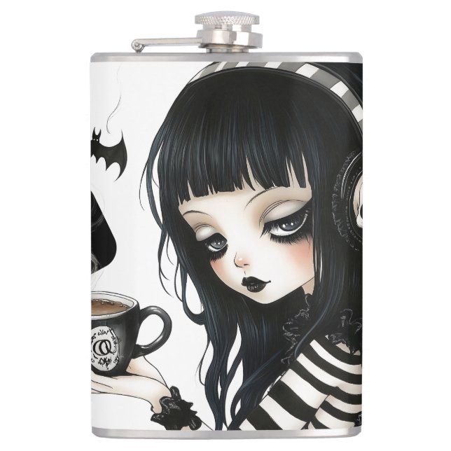  Too Dark for Decaf – Gothic Esthetic  Hip Flask (Front)