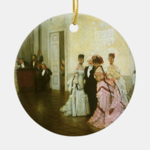 Too Early by James Tissot, Vintage Victorian Art Ceramic Ornament