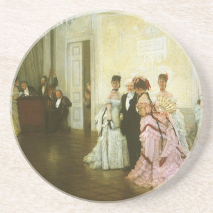 Too Early by James Tissot, Vintage Victorian Art Coaster