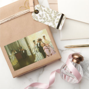 Too Early by James Tissot, Vintage Victorian Art Rectangular Sticker