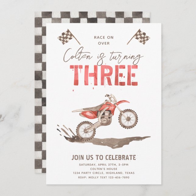 Too Fast Birthday Invitation | 3rd Birthday (Front/Back)