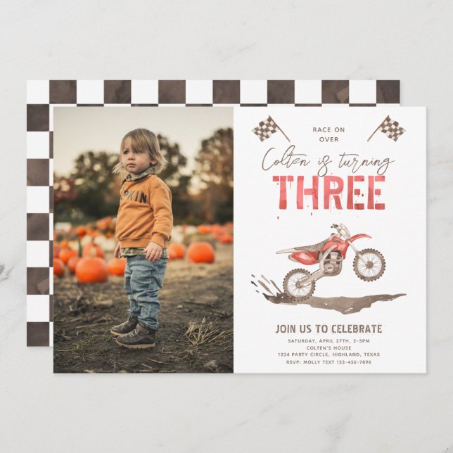 Too Fast Birthday Invitation | 3rd Birthday (Front/Back)