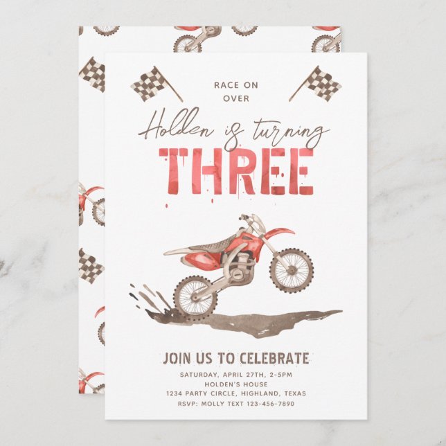 Too Fast Birthday Invitation | 3rd Birthday (Front/Back)