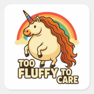 Too Fluffy To Care Foodie Unicorn Square Sticker