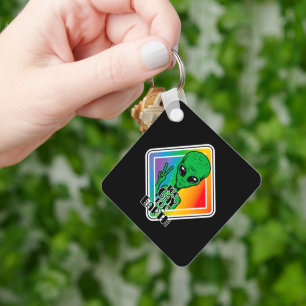 Too Gay For Earth Funny Alien UFO  Key Ring