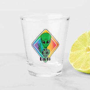 Too Gay For Earth Funny Alien UFO  Shot Glass