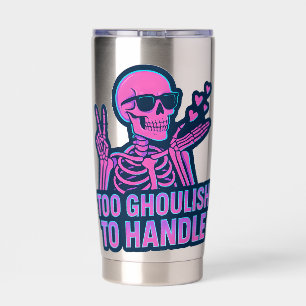 Too Ghoulish To Handle Neon Skeleton Peace Sign Insulated Tumbler