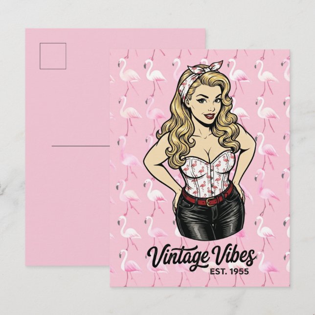 Too Glam to Give a Flock 🦩 Postcard (Front/Back)