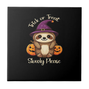 Too Lazy to be Scary Cute Halloween Sloth Classic Ceramic Tile
