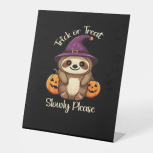 Too Lazy to be Scary Cute Halloween Sloth Classic Pedestal Sign