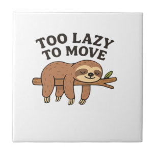 Too Lazy To Move – Cute Retro Cartoon Sloth Design Ceramic Tile