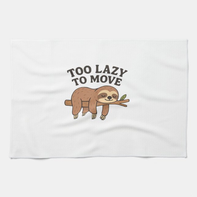 Too Lazy To Move � Cute Retro Cartoon Sloth Design Tea Towel (Horizontal)