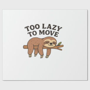 Too Lazy To Move – Cute Retro Cartoon Sloth Design Wrapping Paper