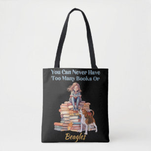 Too Many Books or Beagles Tote Bag