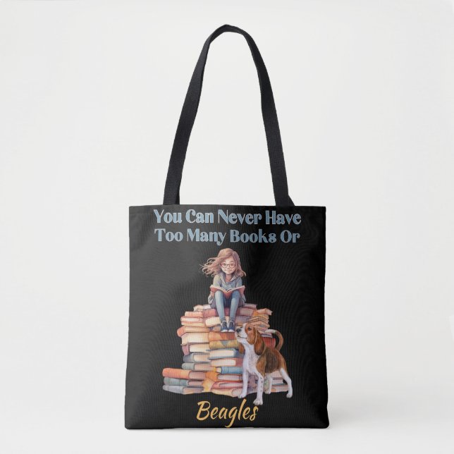 Too Many Books or Beagles  Tote Bag (Front)