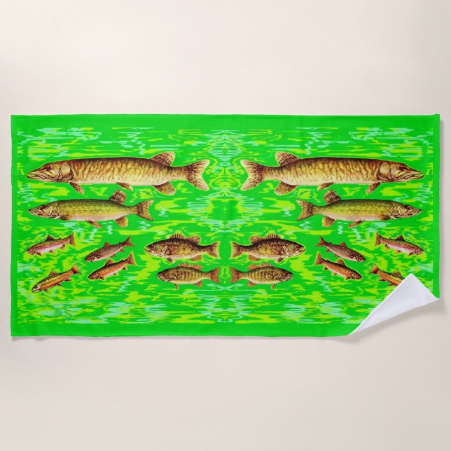 too many fish in the sea beach towel (Front)