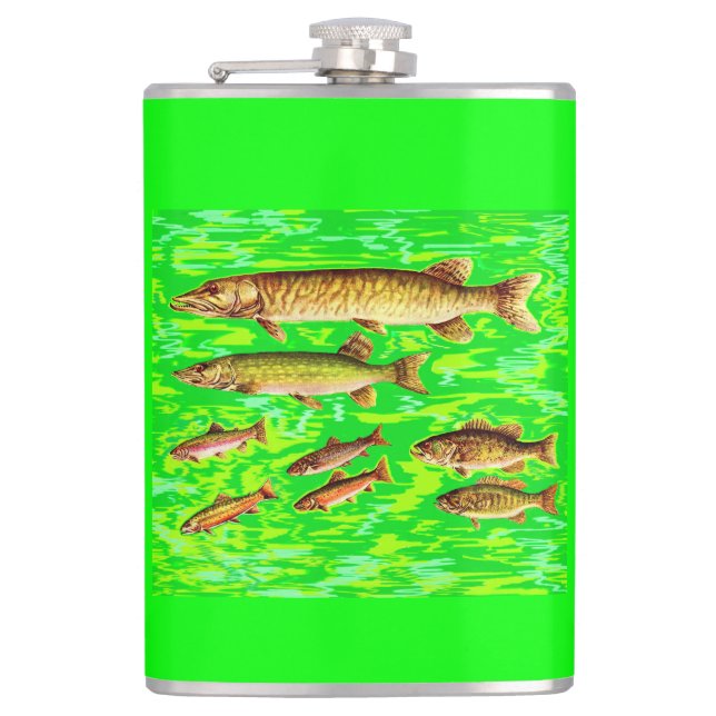 too many fish in the sea hip flask (Front)