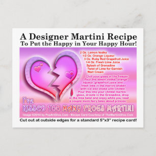 Too Many Frogs Valentines Day Cocktail Recipe Card