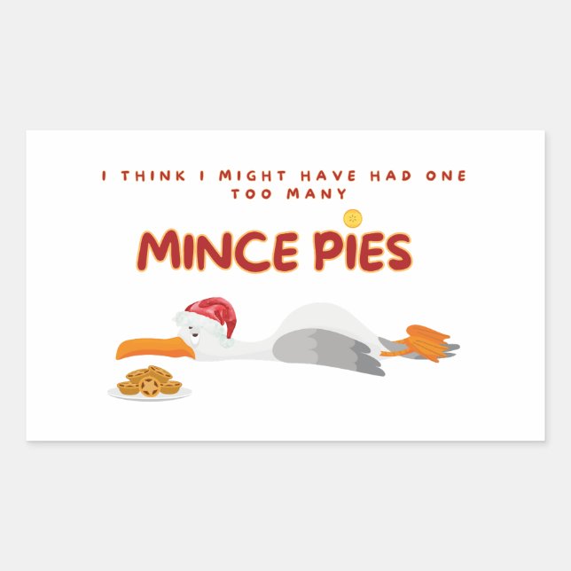 Too Many Mince Pies Seagull Sticker (Front)