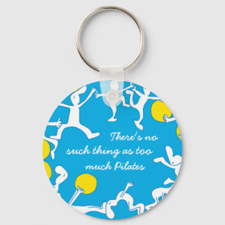Too many Pilates Keychain, blue Key Ring