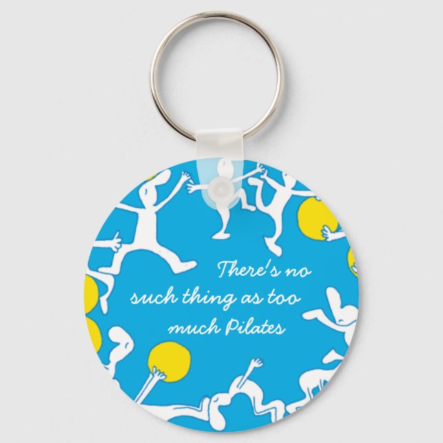 Too many Pilates Keychain, blue Key Ring (Front)